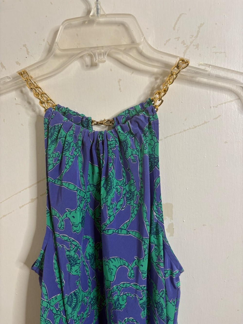 Lilly Pulitzer Silk Elephant Print Chain Strap Top - Picture 2 of 14